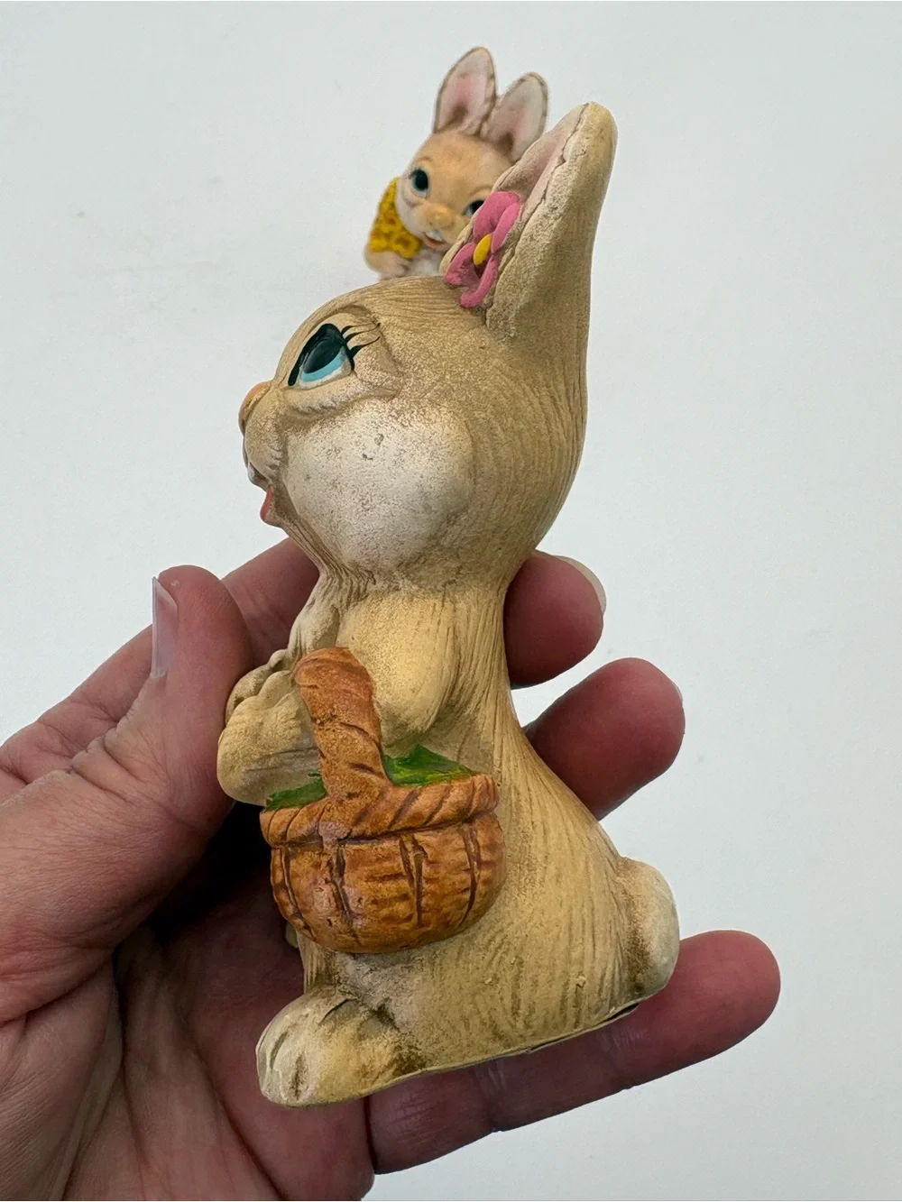 Vintage Norleans Decorative Bunny Figurines with Flower Accents - Set of 3